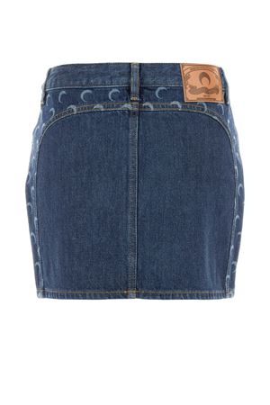 Minigonna blu notte in denim di cotone MARINE SERRE | WSK135ARDEN0002BL80